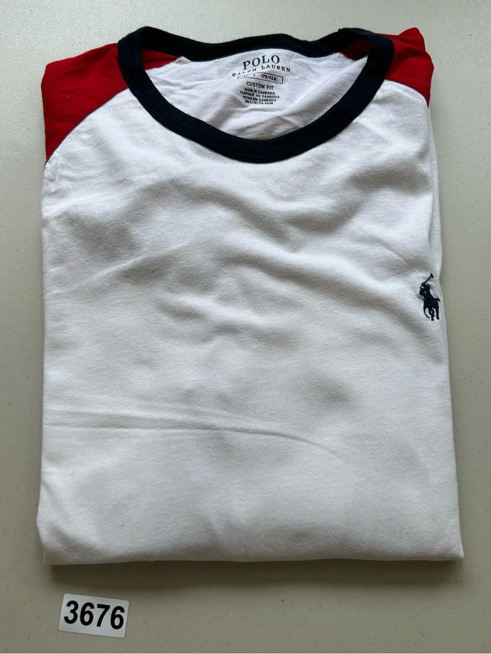 Polo Ralph Lauren Custom Fit Men’s White Red Raglan Long Sleeve Medium